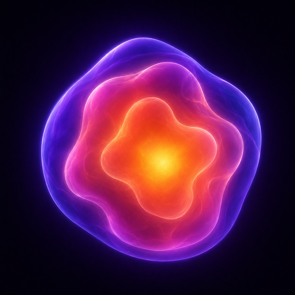 A luminous Felt Orb in violet, pink, and orange.